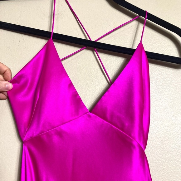 NWT The Sei Silk Bias-Cut Slipdress in Fuchsia Pink Flawed - Picture 6 of 17